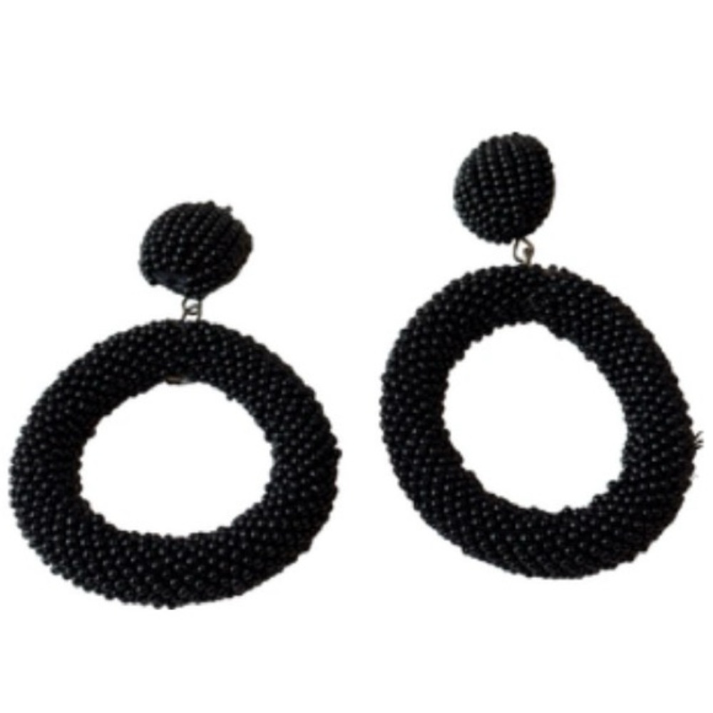 Elegant Black Beaded Earrings